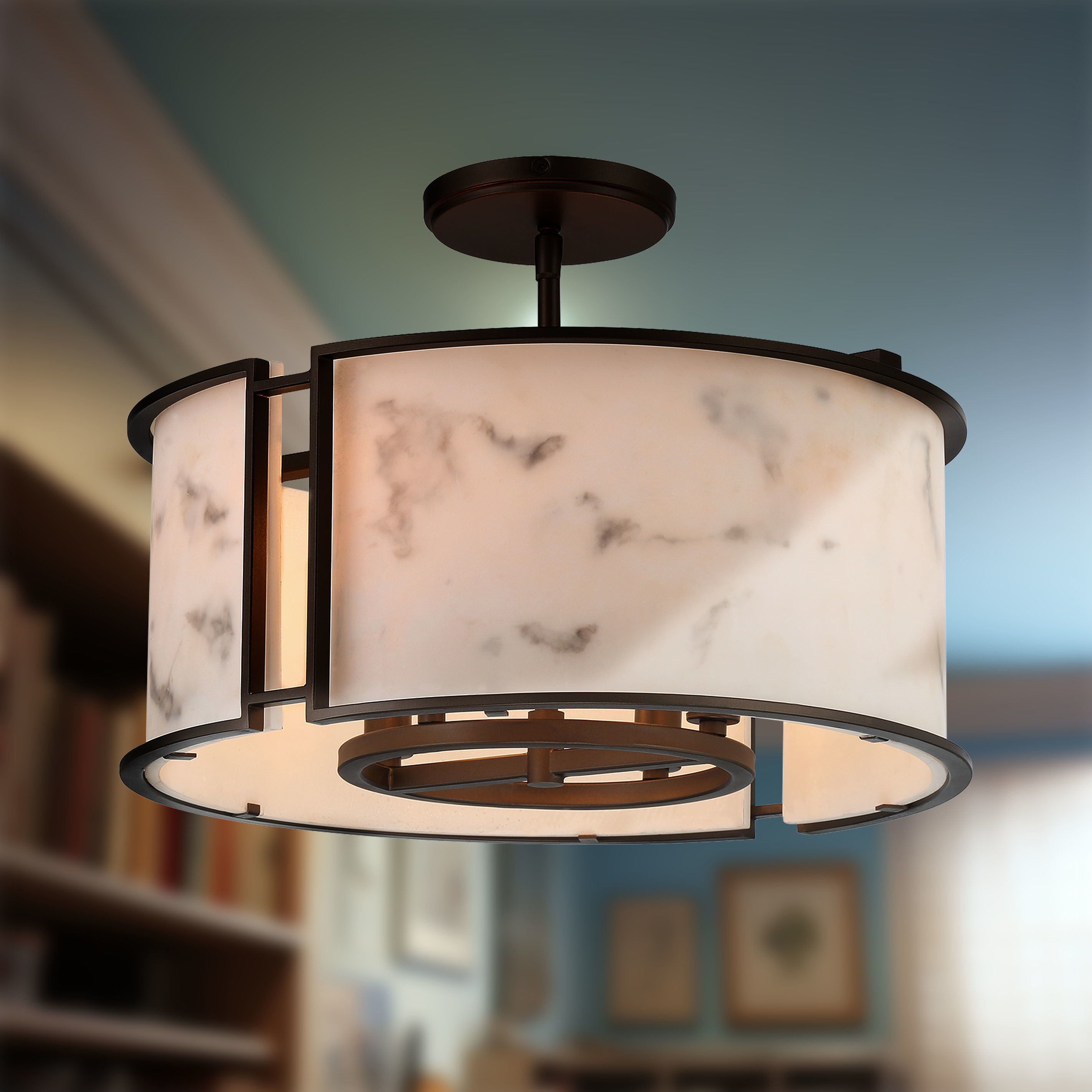 Buchanan 4 Light Hellenic Bronze Semi Flush Mount Ceiling Light